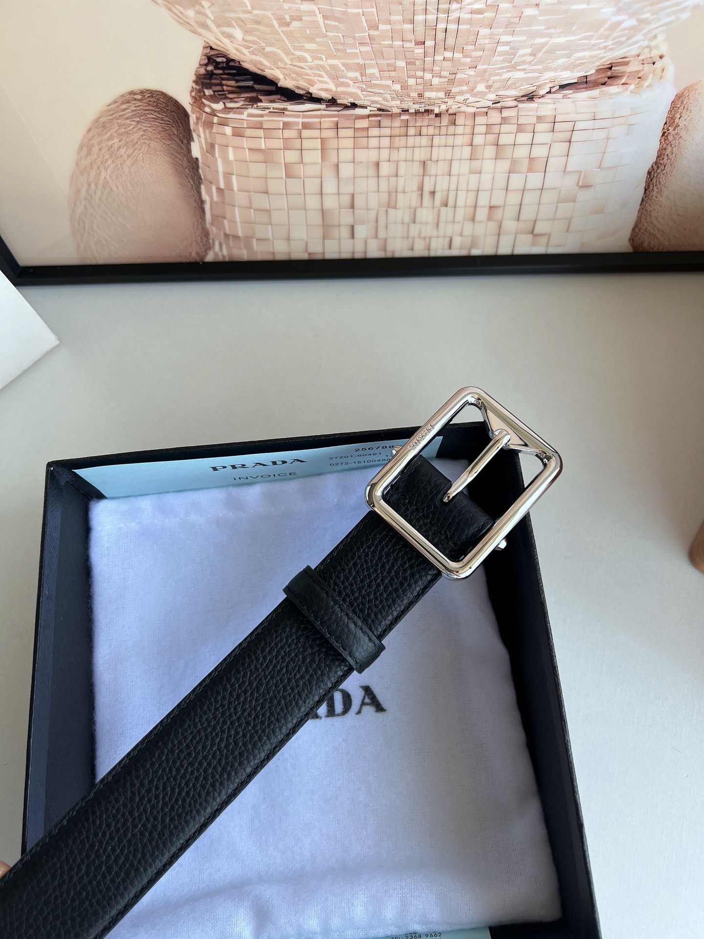 PRADA/普拉达 牛皮双面配色男士3.5cm腰带