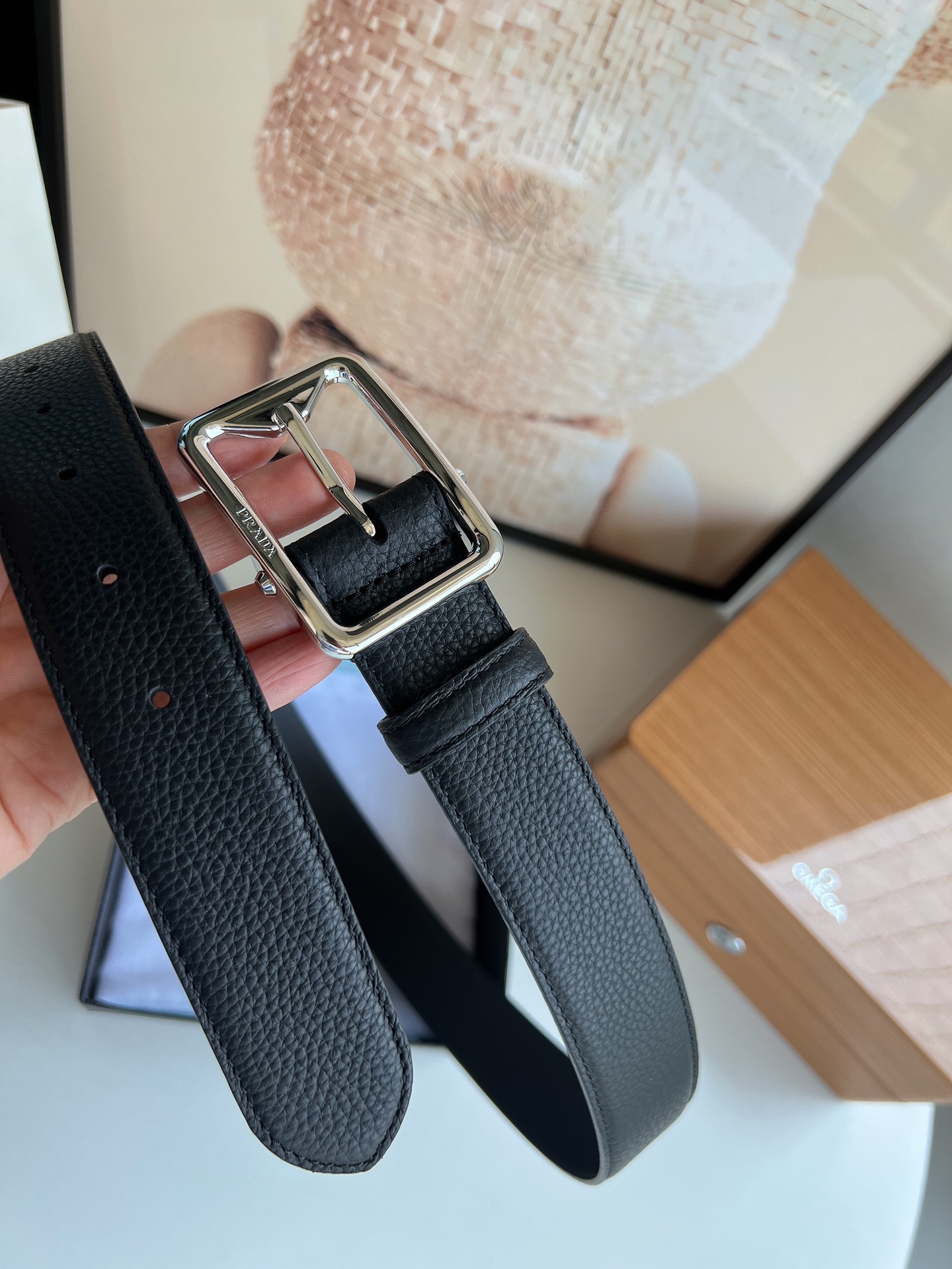 PRADA/普拉达 牛皮双面配色男士3.5cm腰带