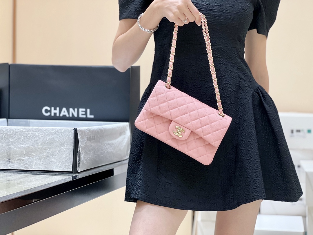 CHANEL CF23 Classic flap bag A01113荔枝皮粉色