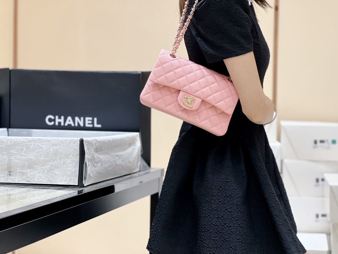 CHANEL CF23 Classic flap bag A01113荔枝皮粉色