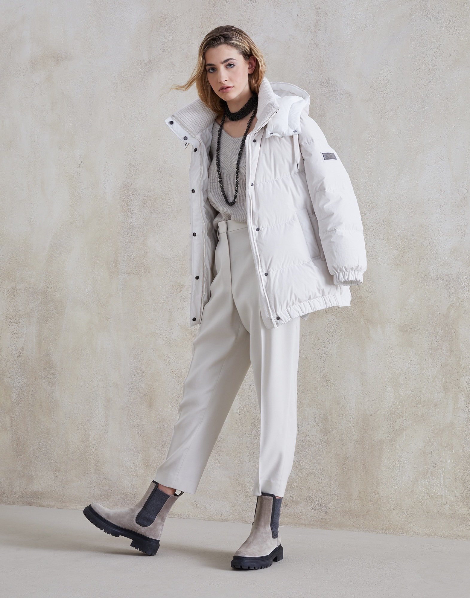 ZILIMARK BC Women's Goose Down Puffer Coat with Detachable Hood-Ivory 5 i1662350398 8069 3
