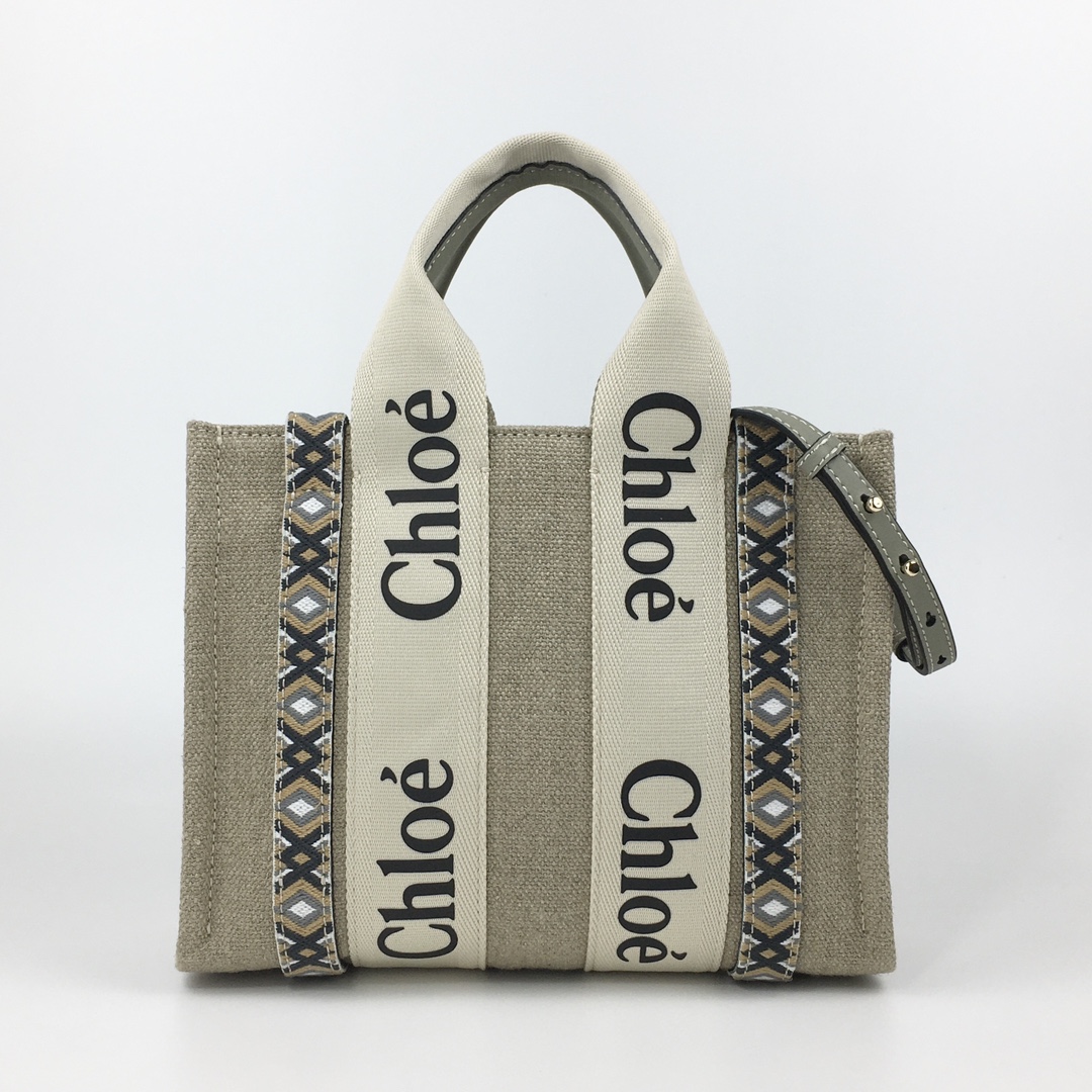 P450 Versión de compra por encargo Chloe 2022S Primavera/Verano Nuevo Woody Bolso tote con bordado de rombos - ¡Bordado…