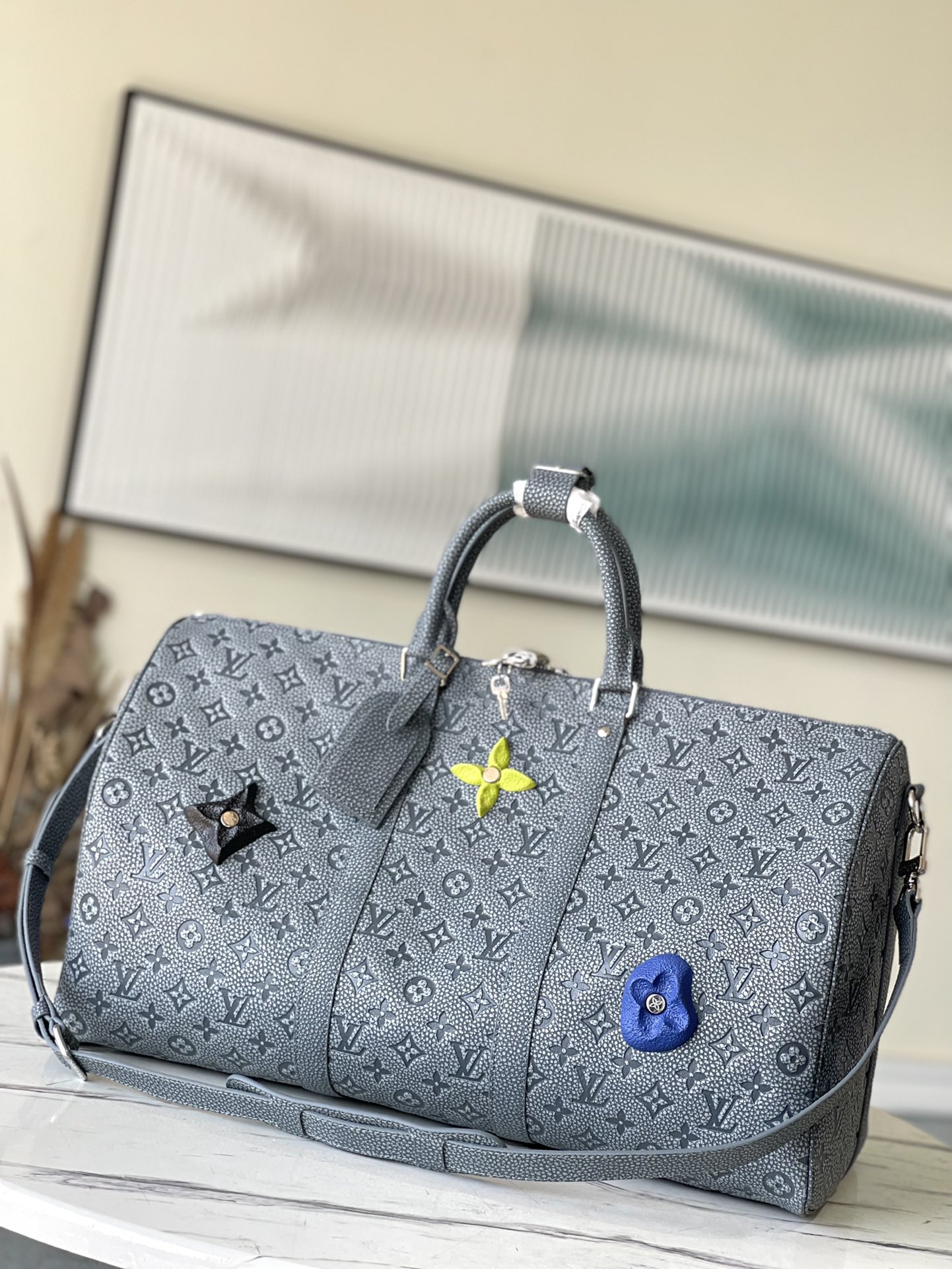 Louis Vuitton LV Keepall Travel Bags Grey Taurillon Cowhide Fall/Winter Collection M20901