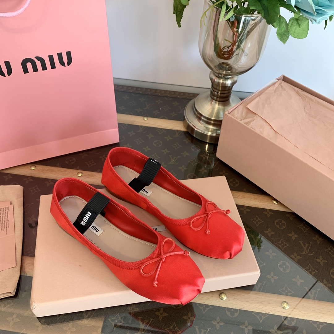 Miu Miu Ballet Flats Satin Round Toe Flat