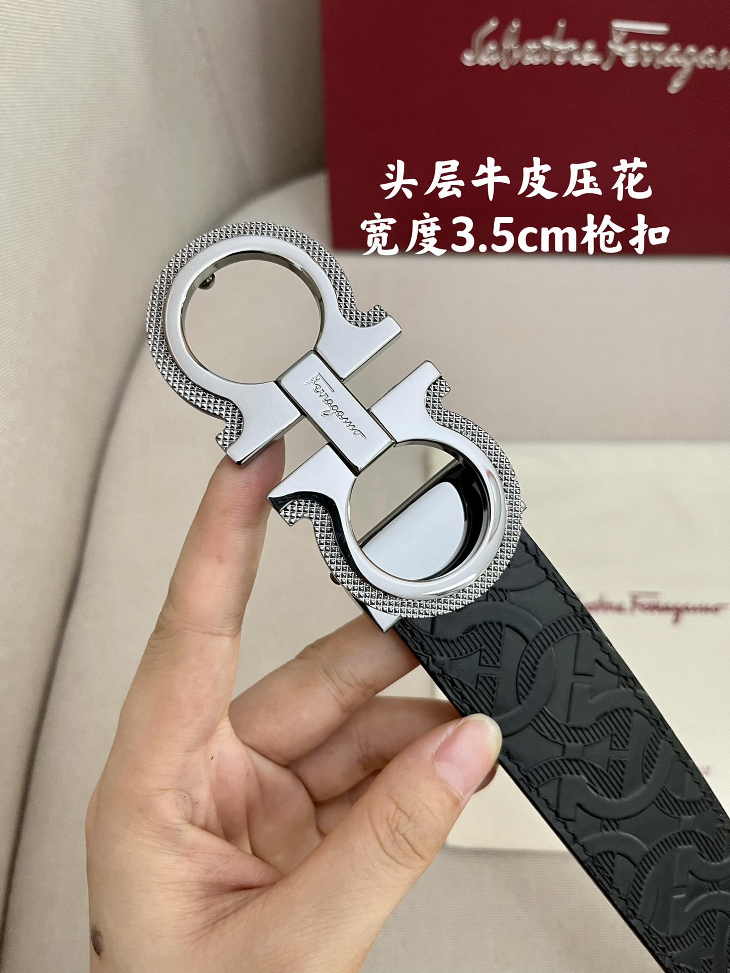 Ferragamo.菲拉格慕全套包装支持NFC扫码宽度3.5cm高级定制款男士皮带双面进口牛皮可双面使用