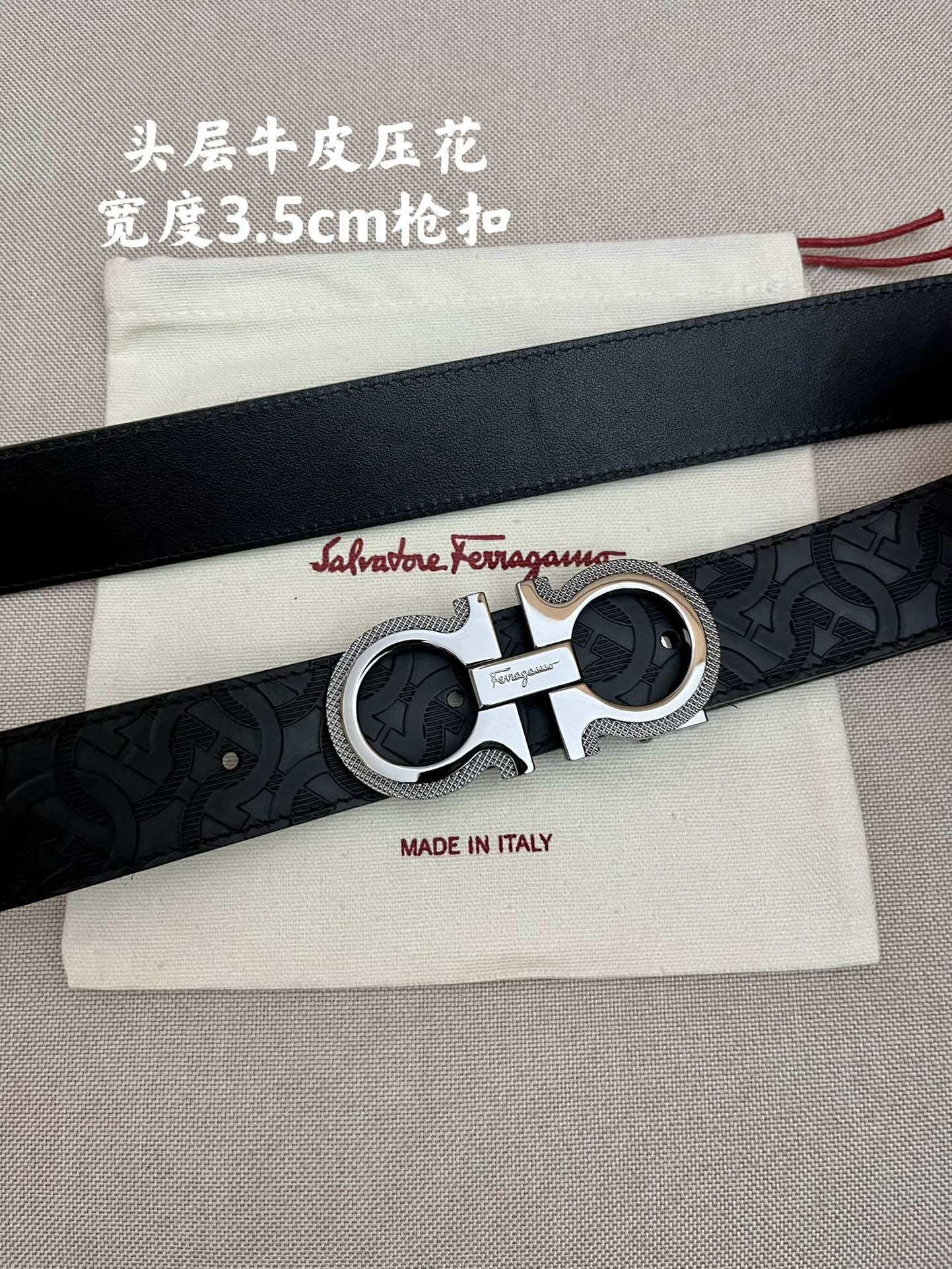 Ferragamo.菲拉格慕全套包装支持NFC扫码宽度3.5cm高级定制款男士皮带双面进口牛皮可双面使用