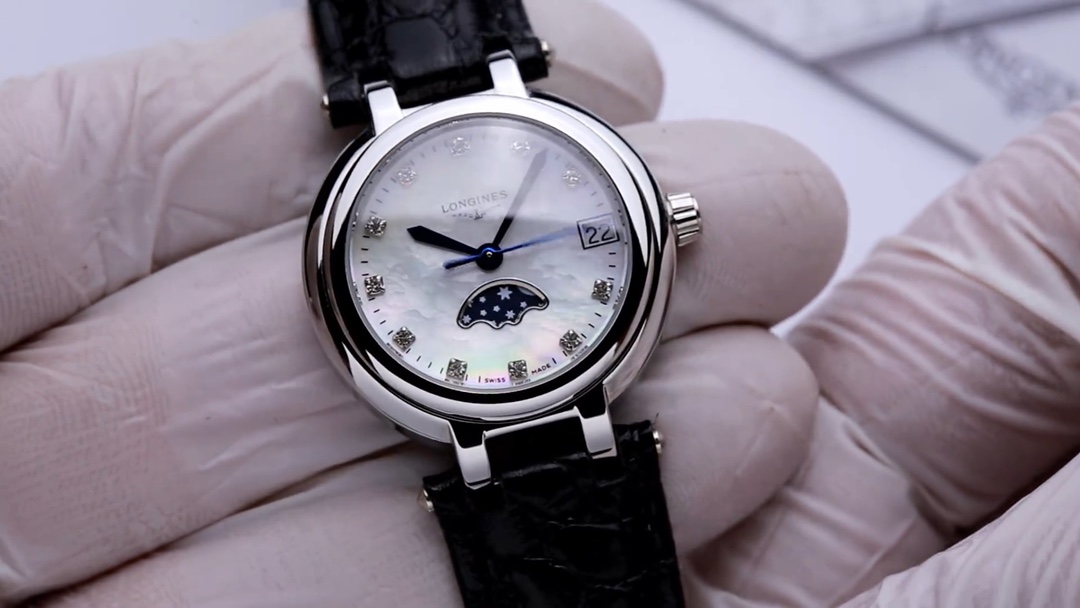 Longines Moon Phase Women's Watch, Leather Strap, Elegant and Precise