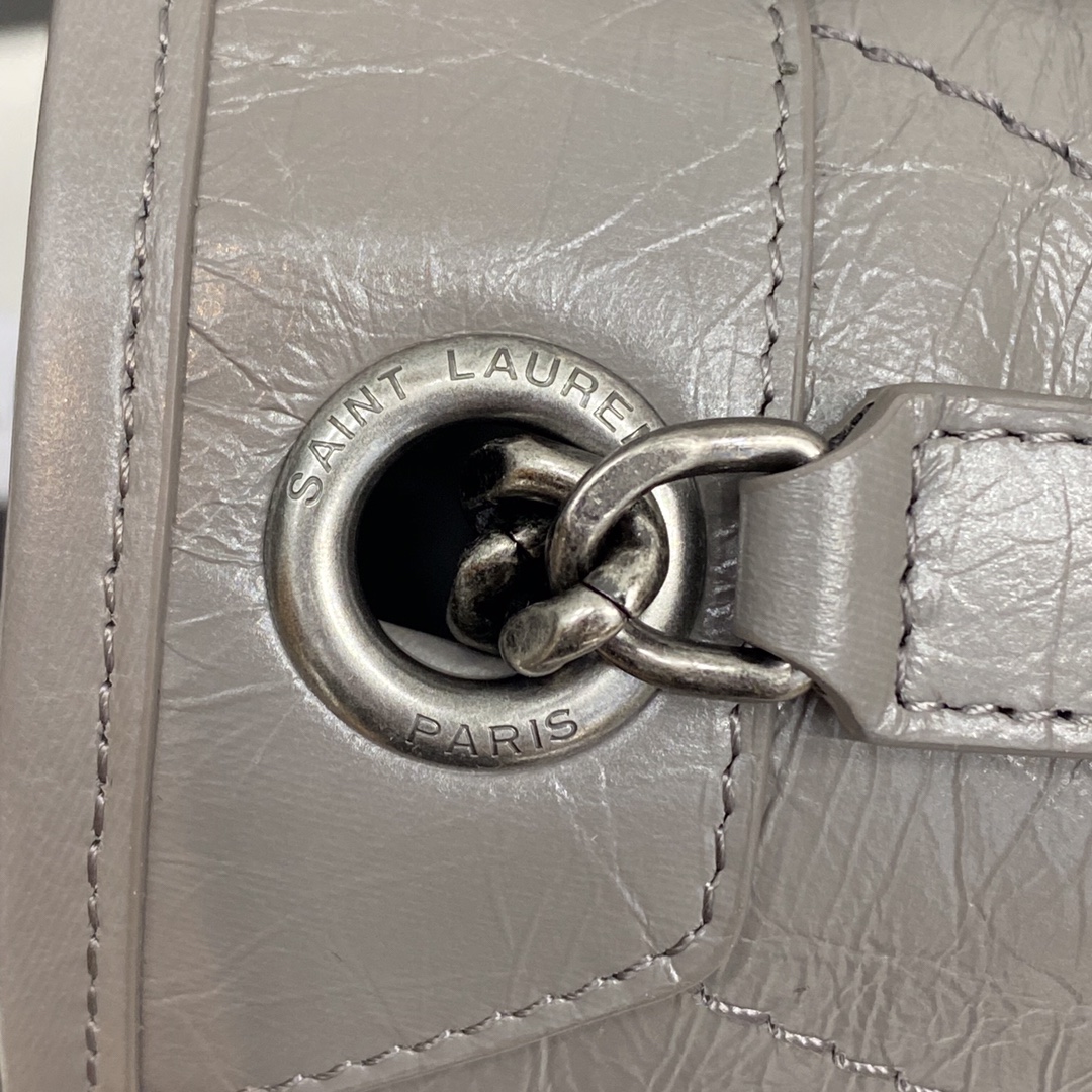Saint Laurent 油腊浅灰/古银 NIKI～28cm 爆裂纹 超多明星 同款