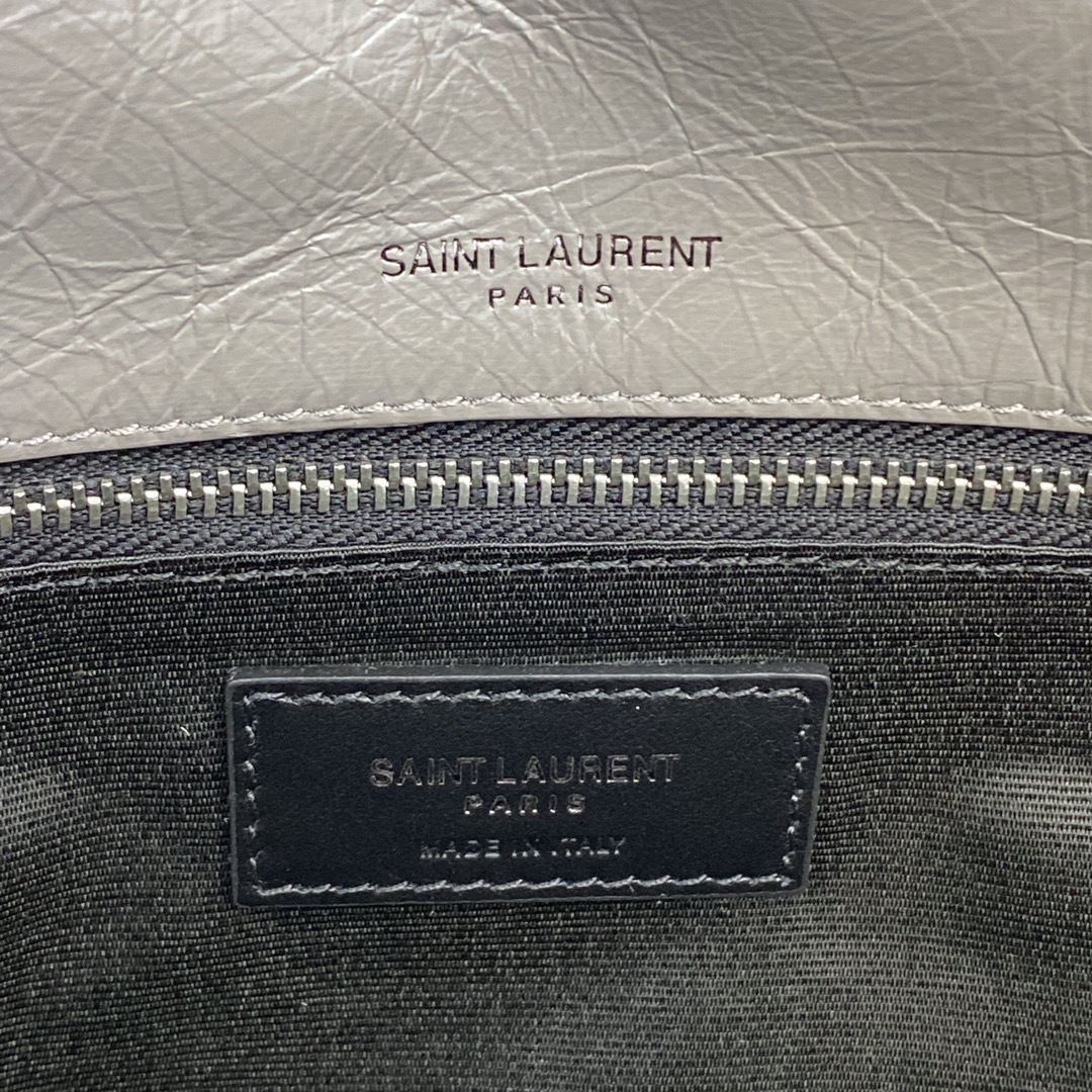Saint Laurent 油腊浅灰/古银 NIKI～28cm 爆裂纹 超多明星 同款