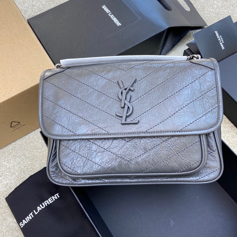 Saint Laurent 油腊深灰/古银 NIKI～28cm 爆裂纹 超多明星 同款