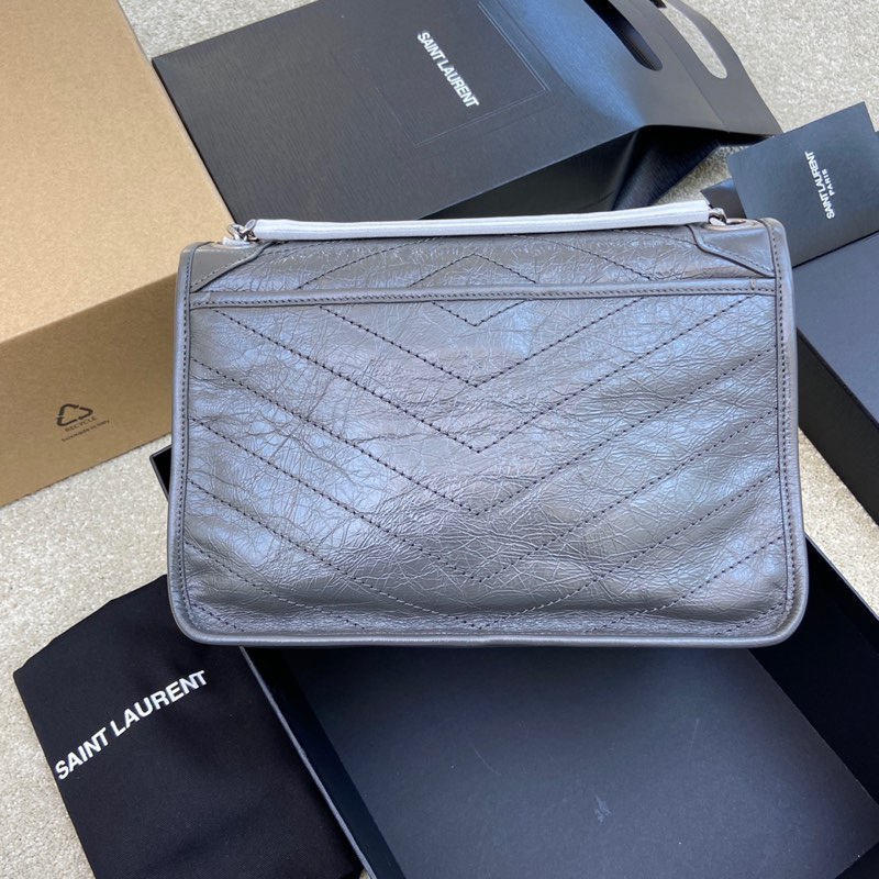 Saint Laurent 油腊深灰/古银 NIKI～28cm 爆裂纹 超多明星 同款