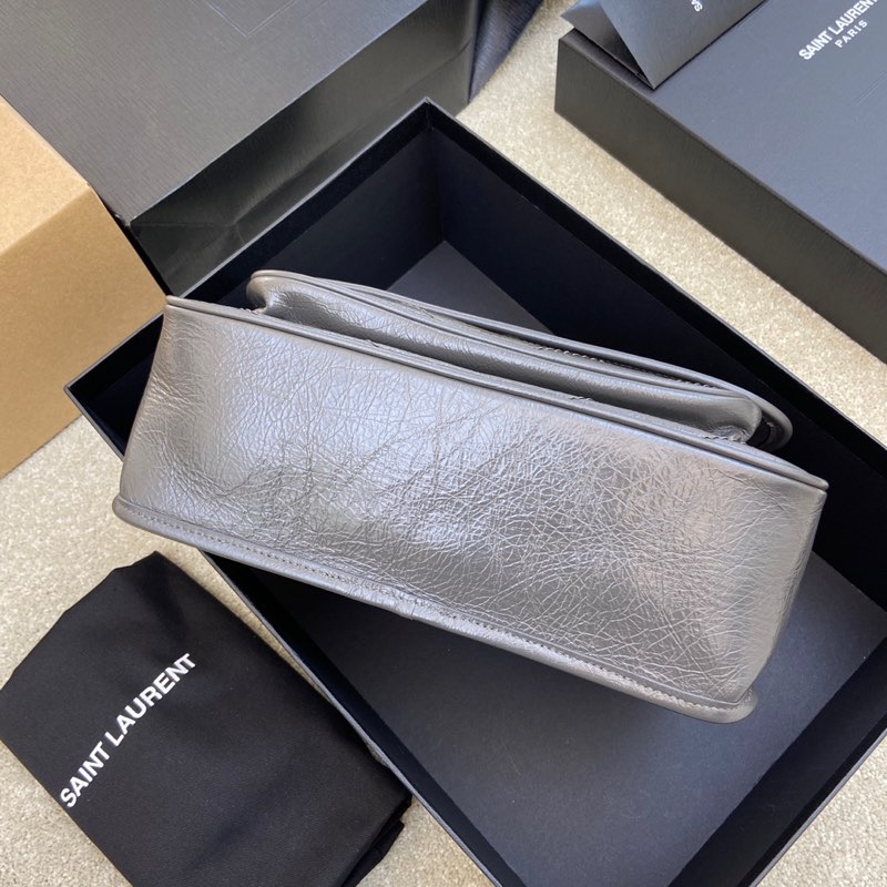 Saint Laurent 油腊深灰/古银 NIKI～28cm 爆裂纹 超多明星 同款
