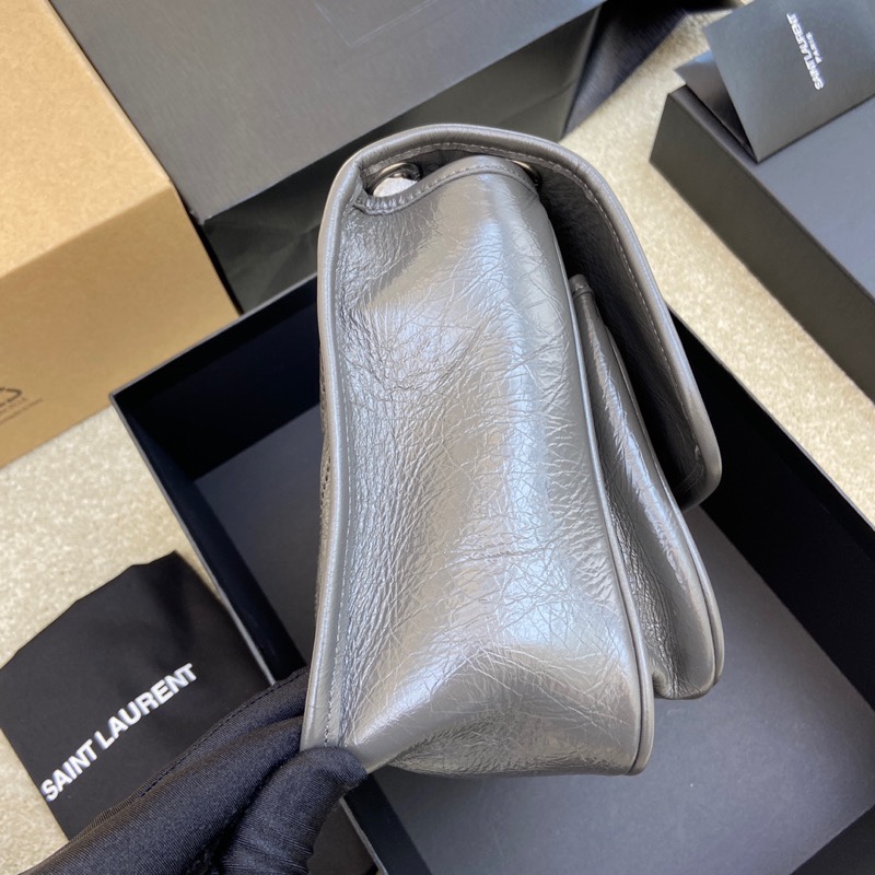 Saint Laurent 油腊深灰/古银 NIKI～28cm 爆裂纹 超多明星 同款