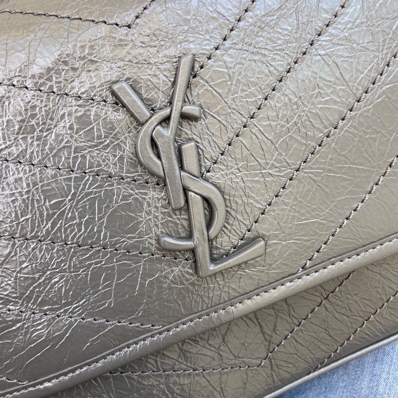 Saint Laurent 油腊深灰/古银 NIKI～28cm 爆裂纹 超多明星 同款
