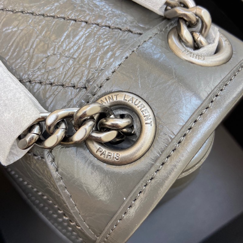 Saint Laurent 油腊深灰/古银 NIKI～28cm 爆裂纹 超多明星 同款