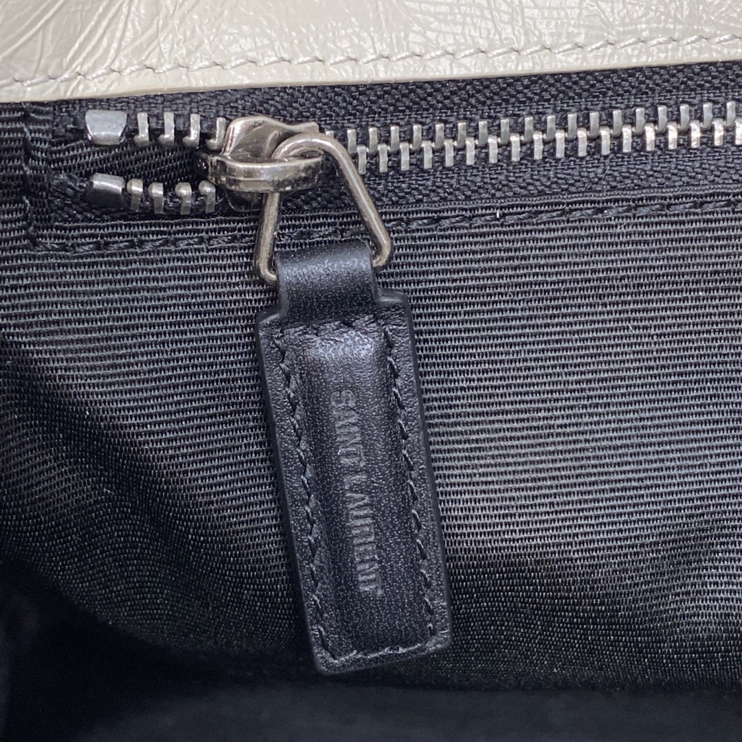 Saint Laurent 油腊奶白/古银 NIKI～28cm 爆裂纹 超多明星 同款