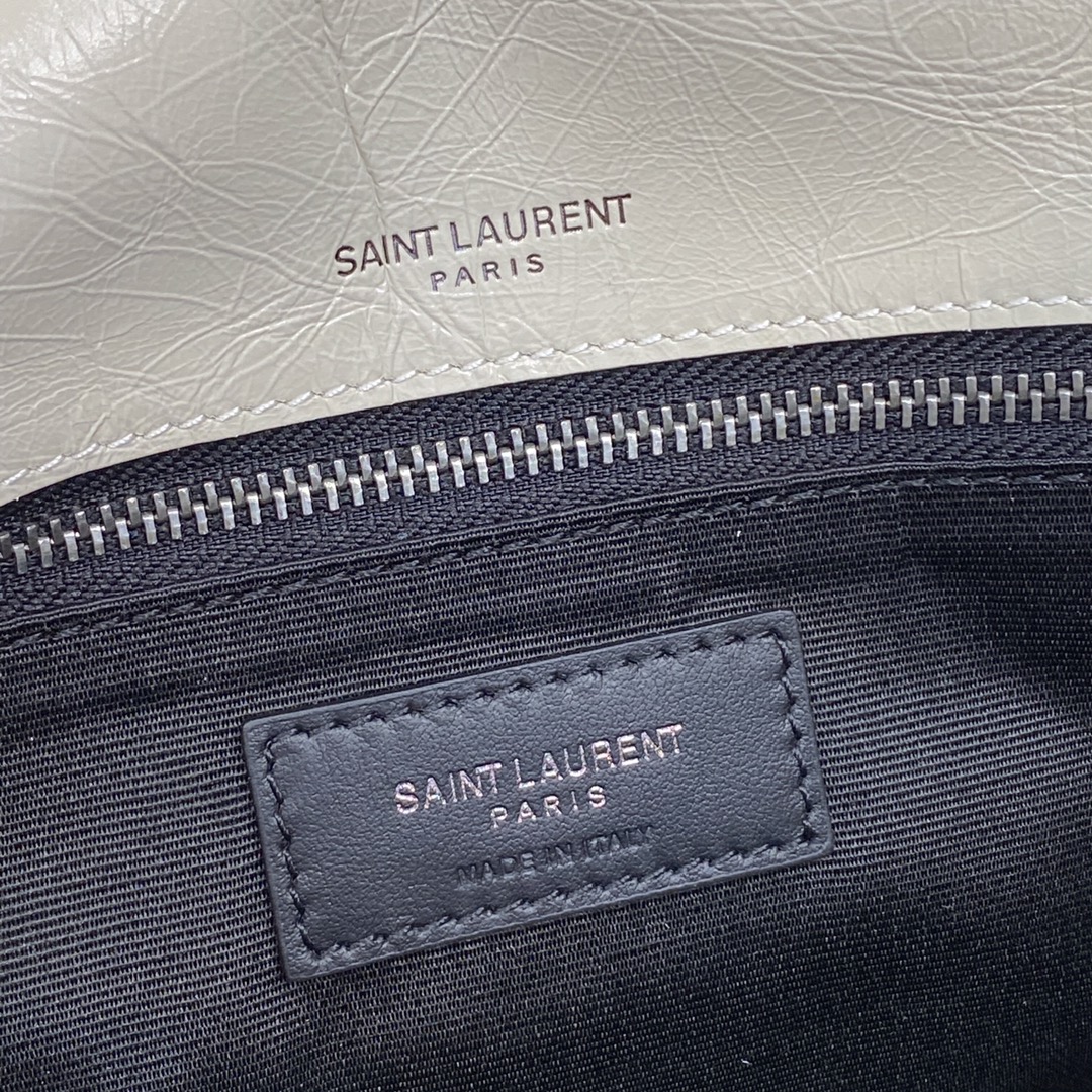Saint Laurent 油腊奶白/古银 NIKI～28cm 爆裂纹 超多明星 同款