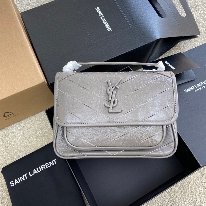 Saint Laurent 油腊浅灰/古银 NIKI～22cm 爆裂纹 超多明星 同款