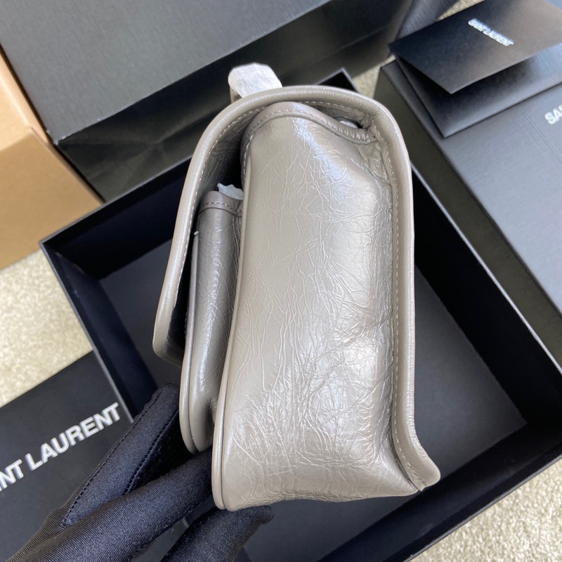 Saint Laurent 油腊浅灰/古银 NIKI～22cm 爆裂纹 超多明星 同款
