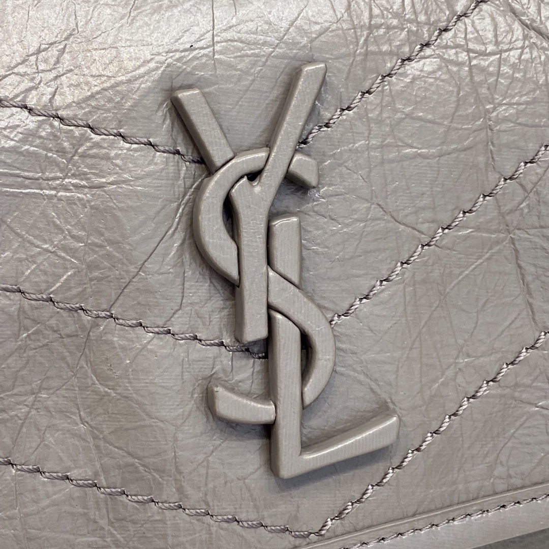 Saint Laurent 油腊浅灰/古银 NIKI～22cm 爆裂纹 超多明星 同款