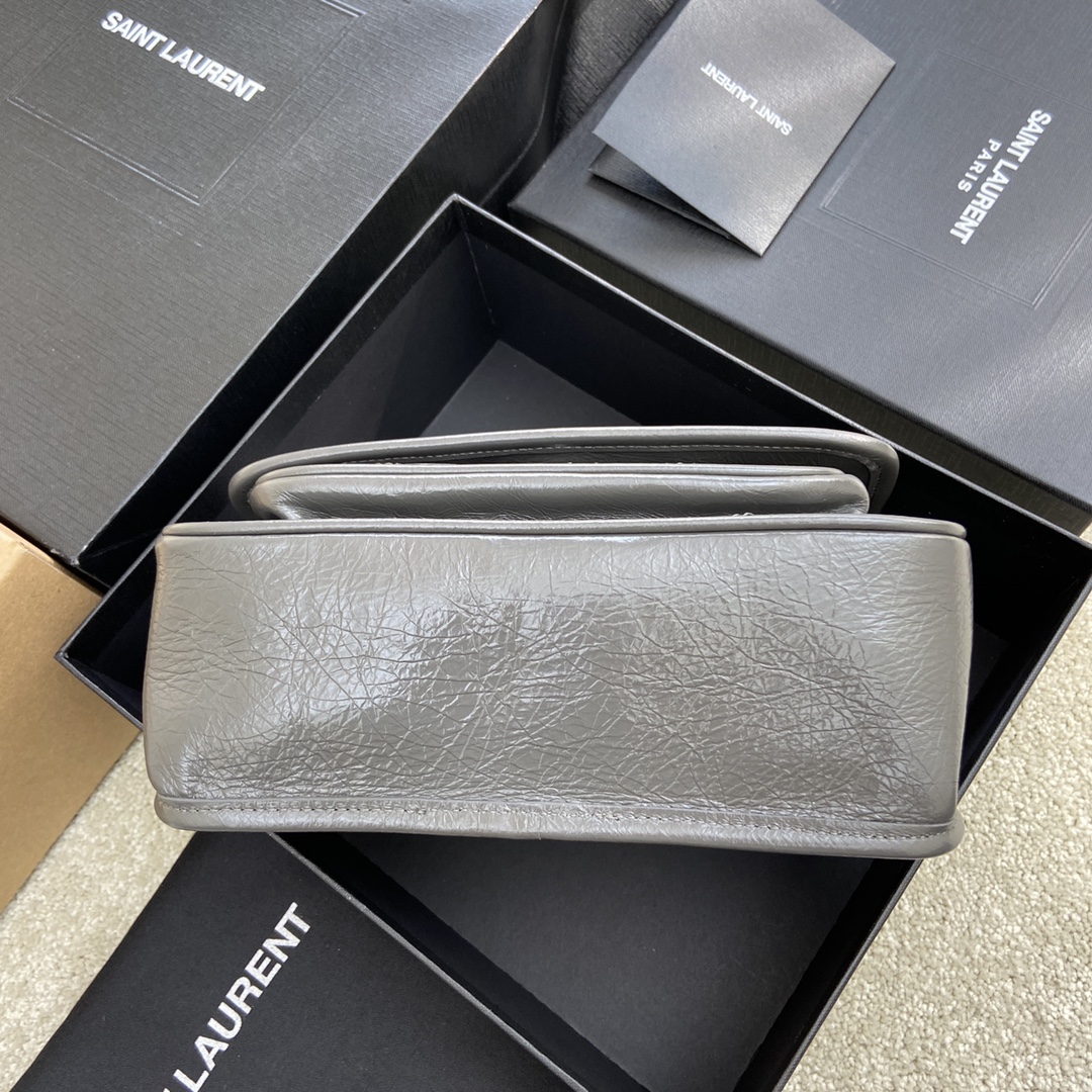 Saint Laurent 油腊深灰/古银 NIKI～22cm 爆裂纹 超多明星 同款