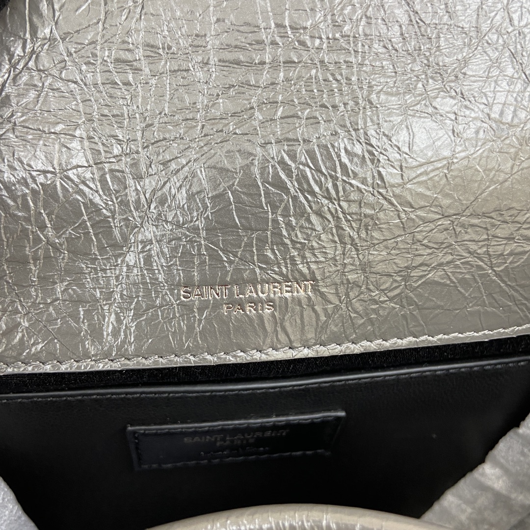 Saint Laurent 油腊深灰/古银 NIKI～22cm 爆裂纹 超多明星 同款