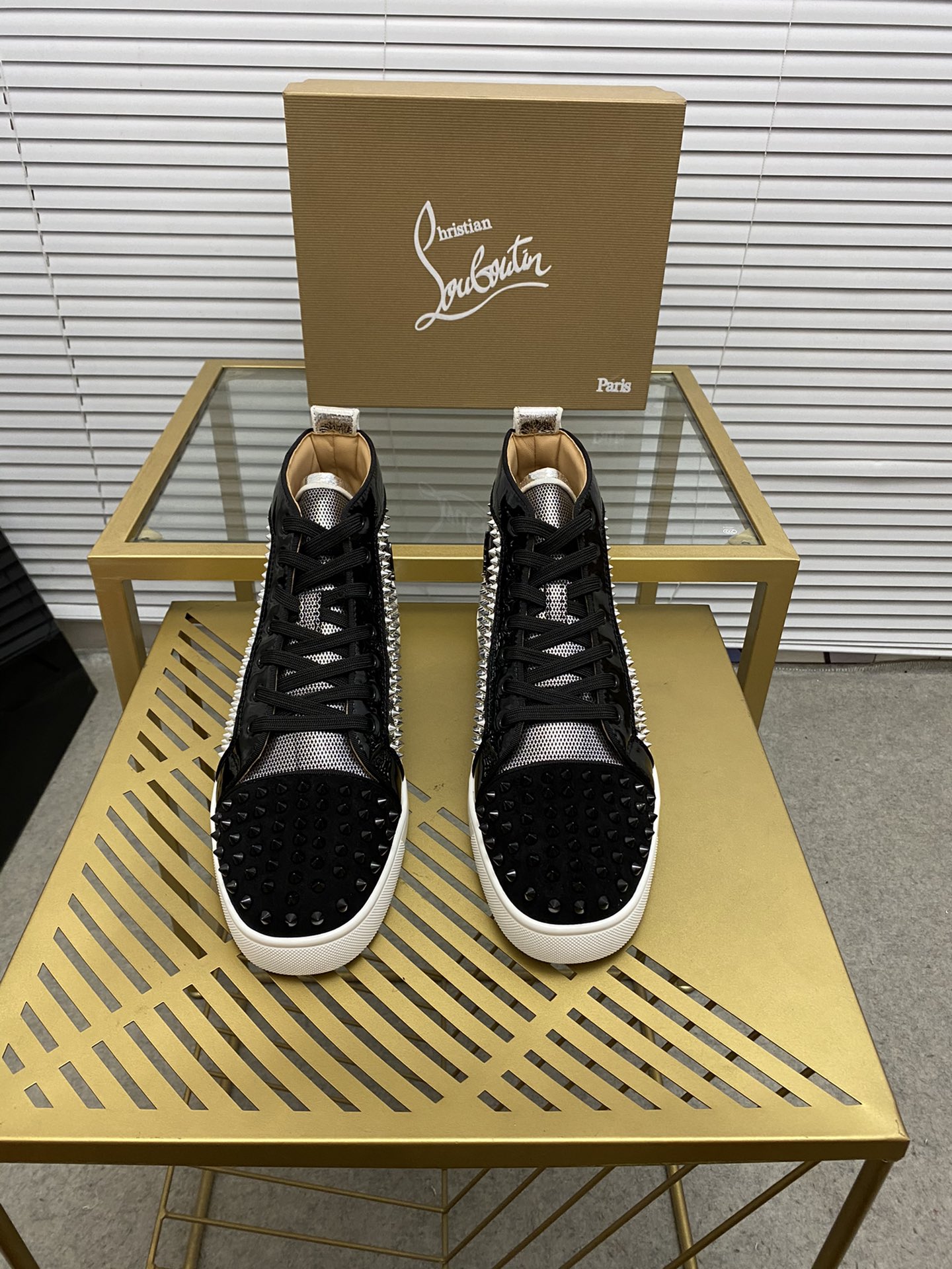 Christian Louboutin High Top Sneakers Spike Studded Casual Shoes