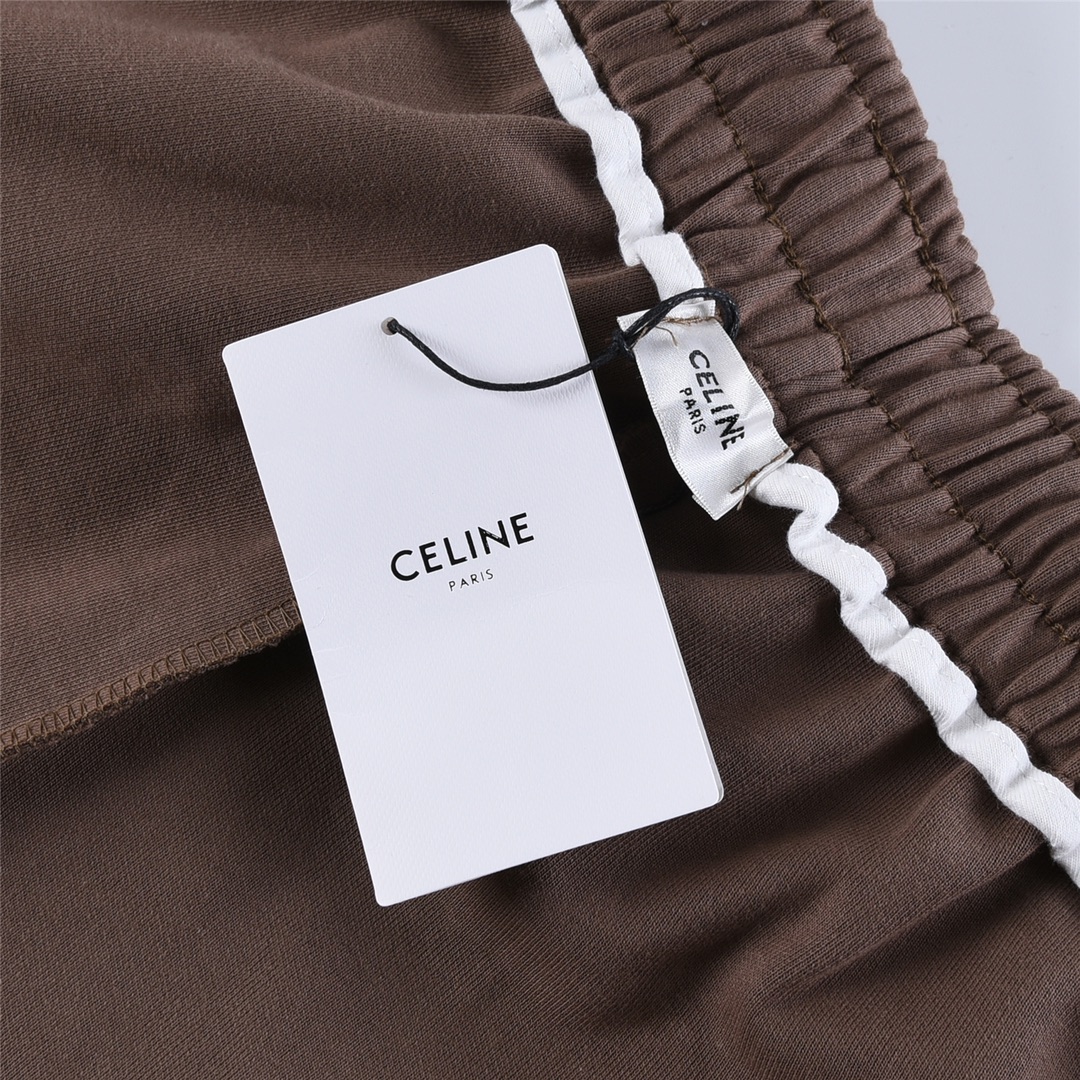 CELINE/赛琳 22FW白色刺绣logo情侣款运动休闲裤