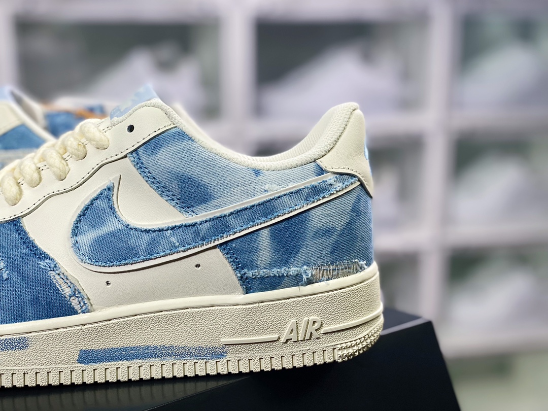 240 Air Force 1 Low”Exclusive Denim”空军一号低帮经典百搭休闲运动板鞋“奶白水洗牛仔浅蓝破洞”CW1888-611