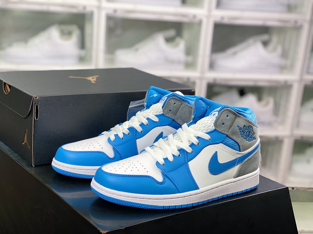 240 Air Jordan 1 Mid”Berry”AJ1乔丹一代中帮经典复古文化休闲运动篮球鞋“灰蓝色”DX9276-100
