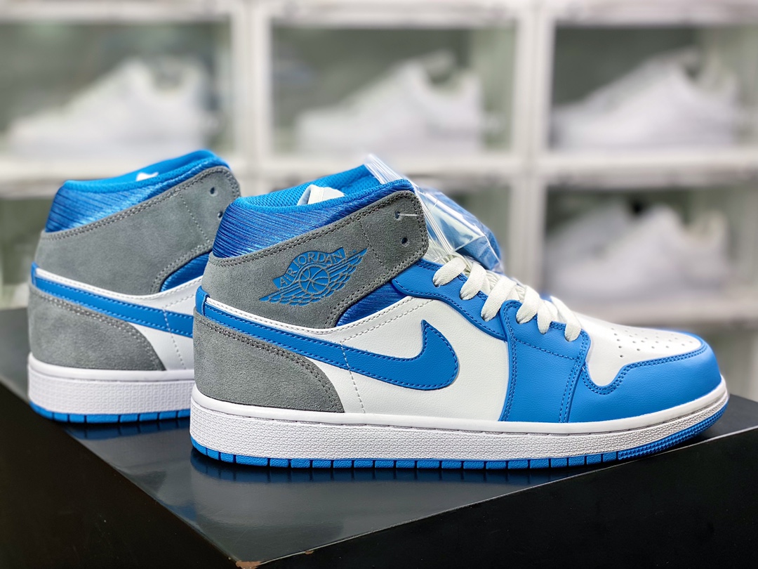240 Air Jordan 1 Mid”Berry”AJ1乔丹一代中帮经典复古文化休闲运动篮球鞋“灰蓝色”DX9276-100