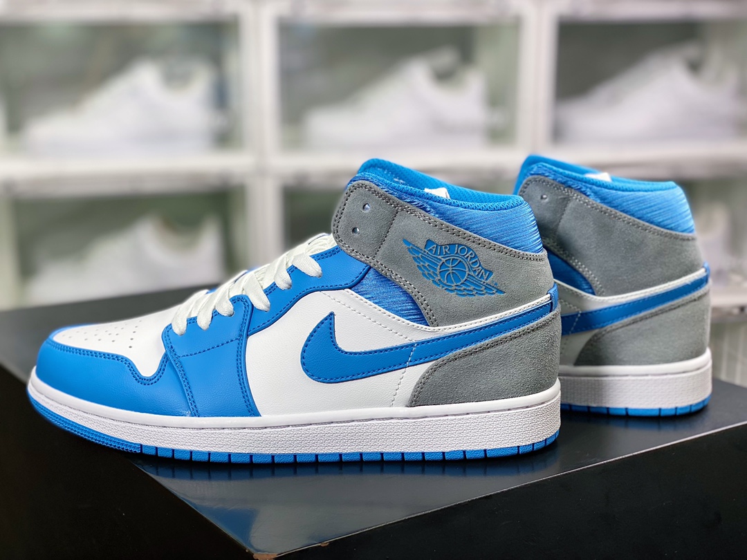 240 Air Jordan 1 Mid”Berry”AJ1乔丹一代中帮经典复古文化休闲运动篮球鞋“灰蓝色”DX9276-100