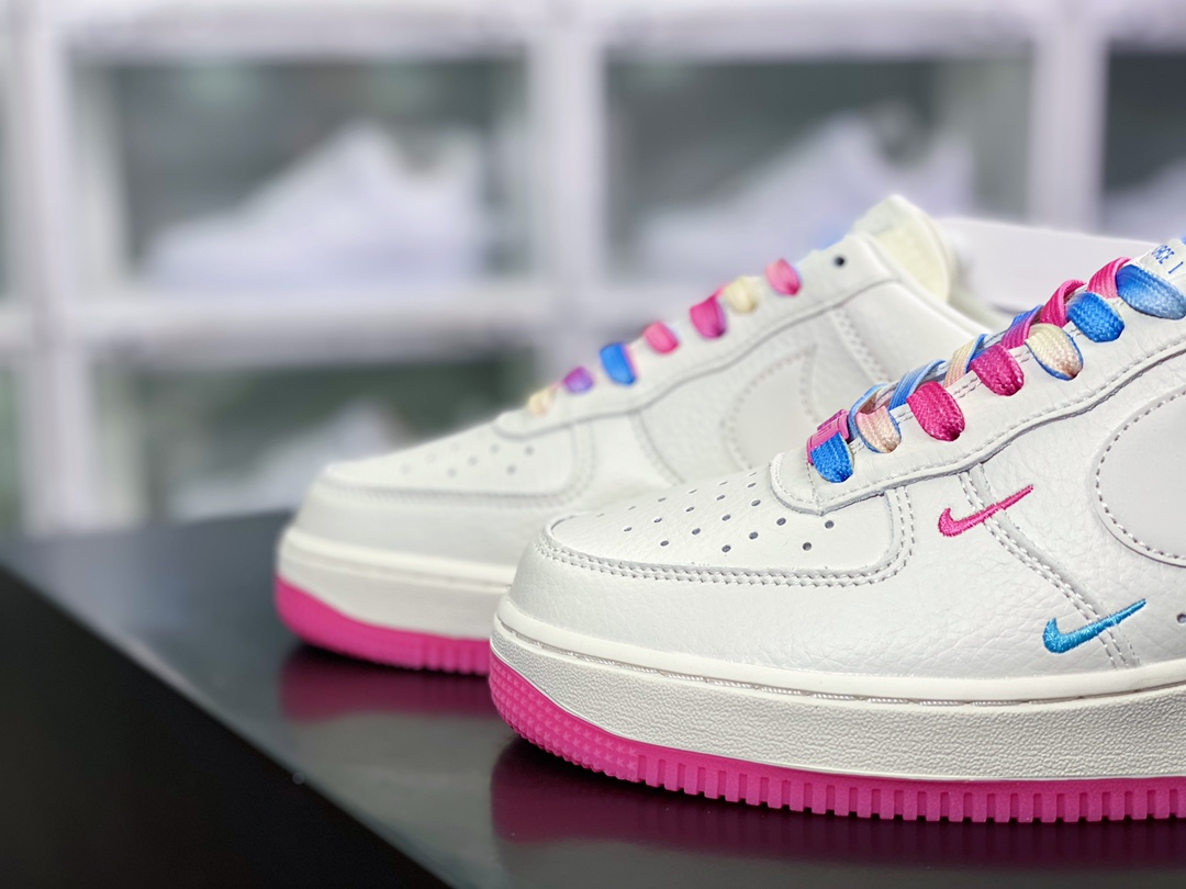 Air Force 1'07 Low QS ”Sail/Pink/Blue/Miami Heat” Classic Heat Beige White Pink Blue Mini Double Hook KU0902-112