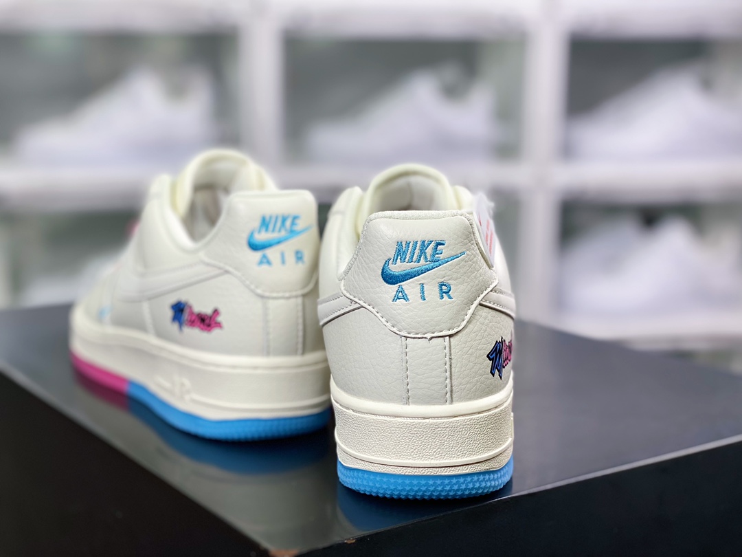 Air Force 1'07 Low QS ”Sail/Pink/Blue/Miami Heat” Classic Heat Beige White Pink Blue Mini Double Hook KU0902-112