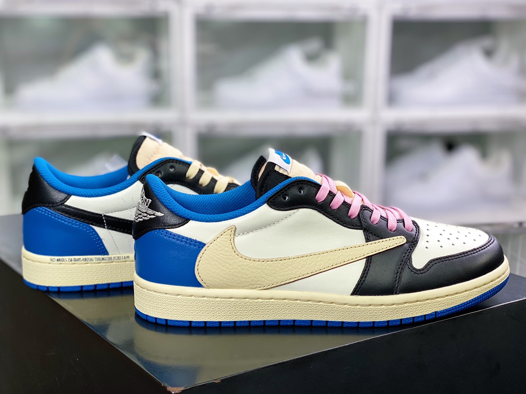 纯原版本 480 fragment design x Travis Scott x Air Jordan 1 Low OG SP”Military Blue”AJ1乔丹一代经典低帮文化DM7866-140