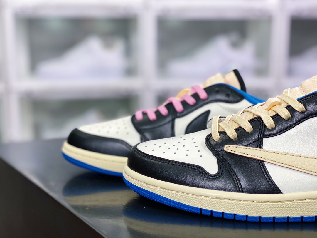 纯原版本 480 fragment design x Travis Scott x Air Jordan 1 Low OG SP”Military Blue”AJ1乔丹一代经典低帮文化DM7866-140