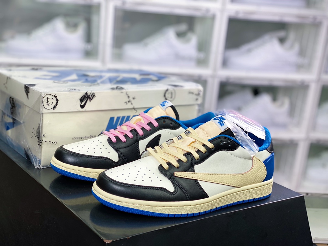 纯原版本 480 fragment design x Travis Scott x Air Jordan 1 Low OG SP”Military Blue”AJ1乔丹一代经典低帮文化DM7866-140