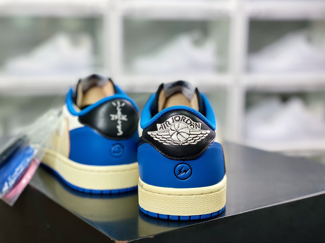 纯原版本 480 fragment design x Travis Scott x Air Jordan 1 Low OG SP”Military Blue”AJ1乔丹一代经典低帮文化DM7866-140