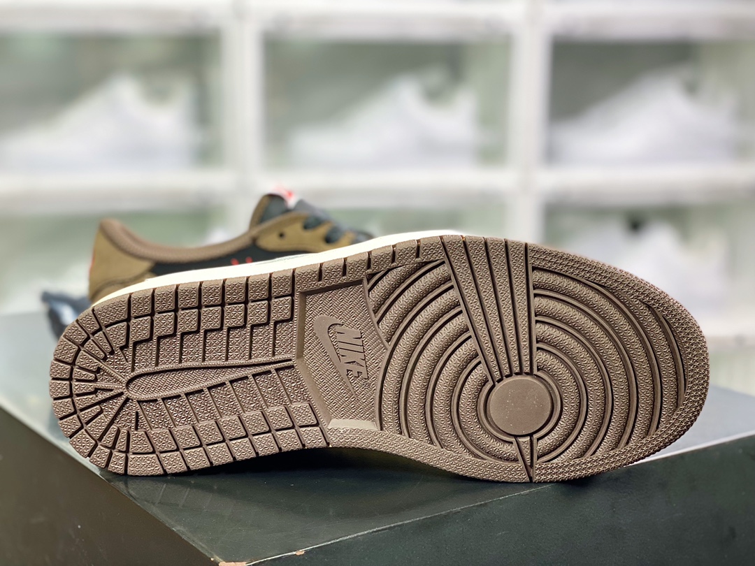纯原版本 480 fragment design x Travis Scott x Air Jordan 1 Low OG SP”Military Blue”AJ1乔丹一代经典低帮文化百搭休闲运动篮球鞋“TS深棕倒钩”CQ4277-001