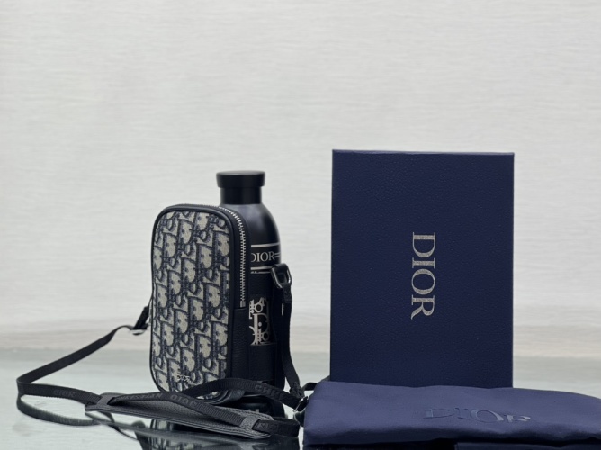 Dior Stainless Steel Water Bottle with Adjustable Nylon Jacquard Strap 1 Dior Stainless Steel Water Bottle with Adjustable Nylon Jacquard Strap