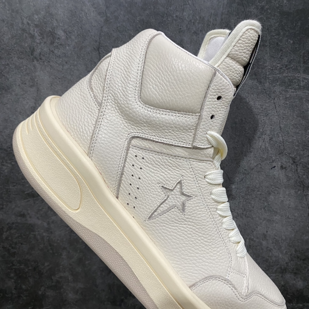 图片[7]-Rick Owens支线品牌DRKSHDW x Converse TURBODRK Chuck 70 Mid TURBOWPN\”Black Cloud Cream\”RO摩登厚底系列中帮松糕真皮休闲运动板鞋 以 80 年代的经典篮球鞋 Weapon 为灵感，带来新诠释，超厚鞋底、高帮鞋身以及夸张的鞋舌设计都充满 Rick Owens 式的美学 尺码：36/44-选品中心