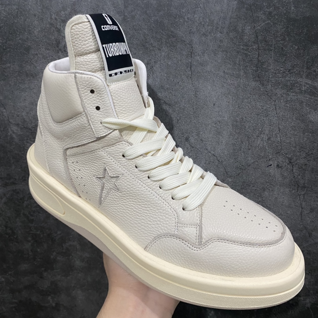 图片[3]-Rick Owens支线品牌DRKSHDW x Converse TURBODRK Chuck 70 Mid TURBOWPN\”Black Cloud Cream\”RO摩登厚底系列中帮松糕真皮休闲运动板鞋 以 80 年代的经典篮球鞋 Weapon 为灵感，带来新诠释，超厚鞋底、高帮鞋身以及夸张的鞋舌设计都充满 Rick Owens 式的美学 尺码：36/44-选品中心