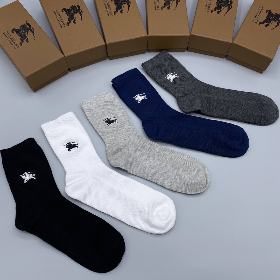 Burberry Mid-Calf Sokken - Set van Vijf Paar - Antibacterieel & Ademend