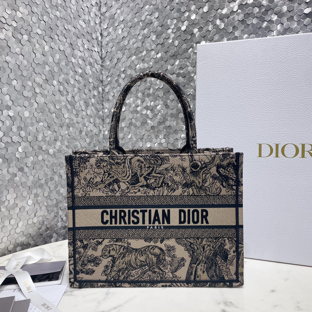 Dior Book Tote Handbags Tote Bags Brown Embroidery