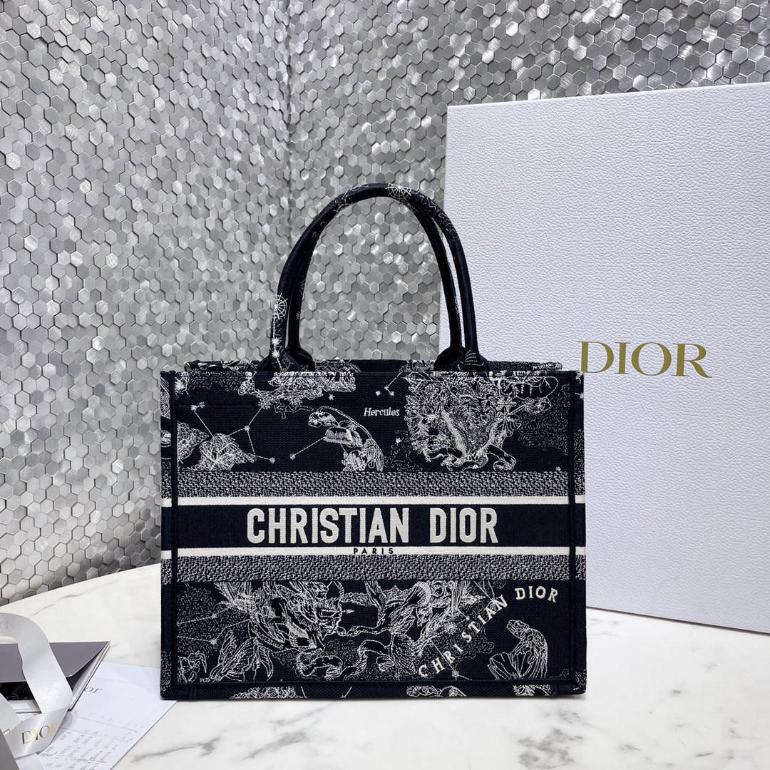 Dior Book Tote Handbags Tote Bags Black Embroidery