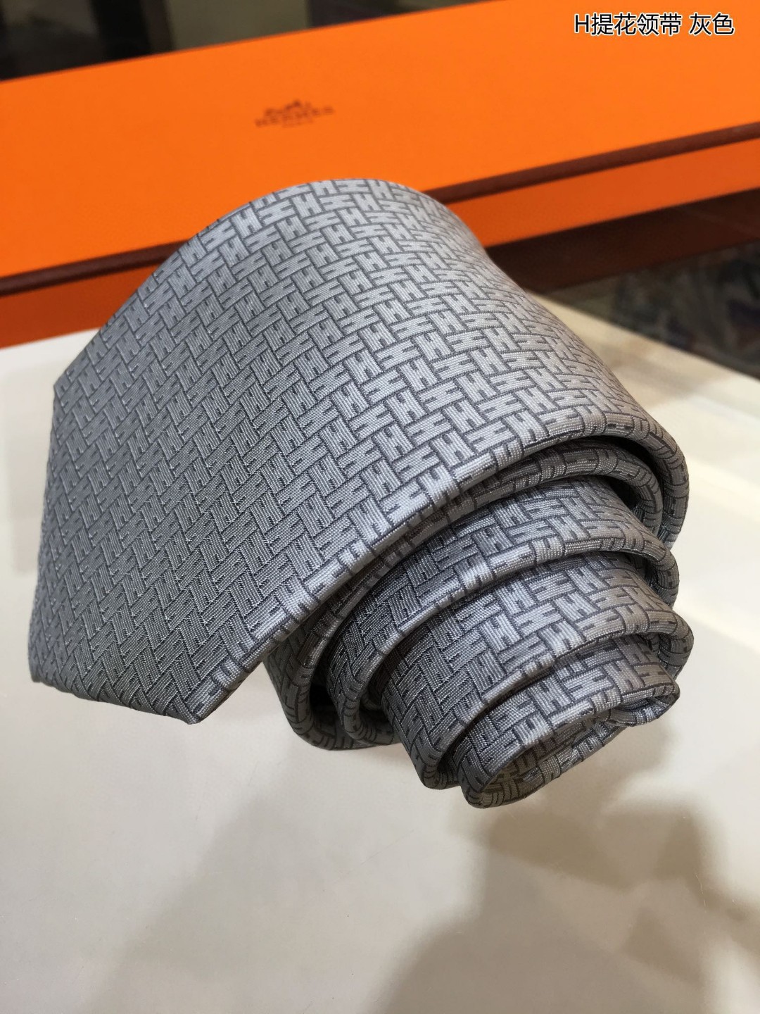 Hermes爱马仕100%顶级斜纹真丝H提花领带