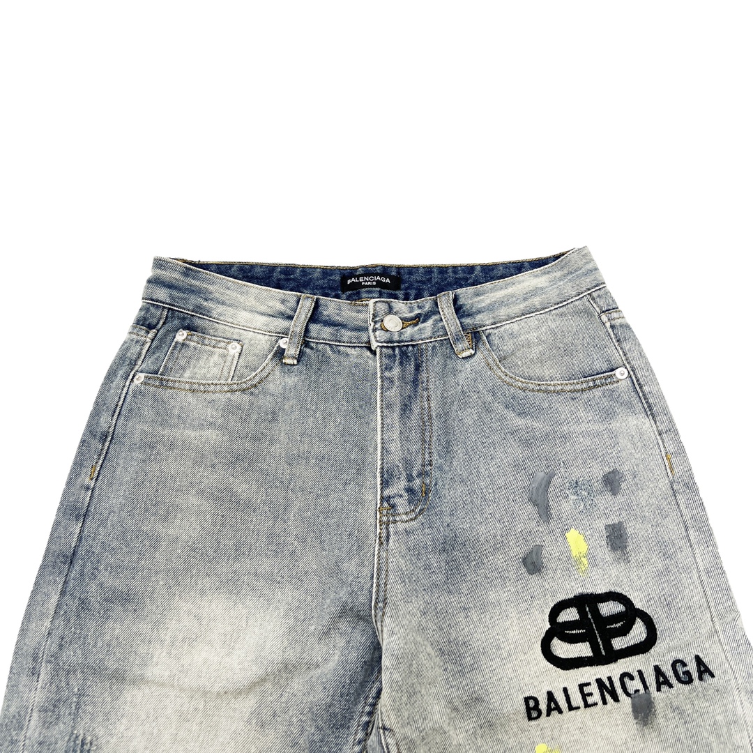 Balenciaga/巴黎世家 锁扣破洞复古牛仔裤