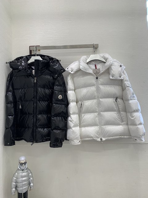 Moncler Online Clothing Down Jacket Black White Women Fall/Winter Collection Hooded Top