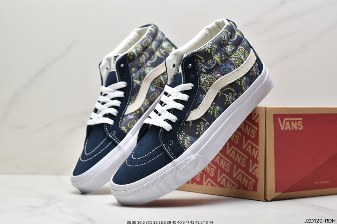 Vans Sk8-Mid Vans official haze blue checkerboard retro mid-top canvas vulcanized skateboard shoes VN0A391FOQN