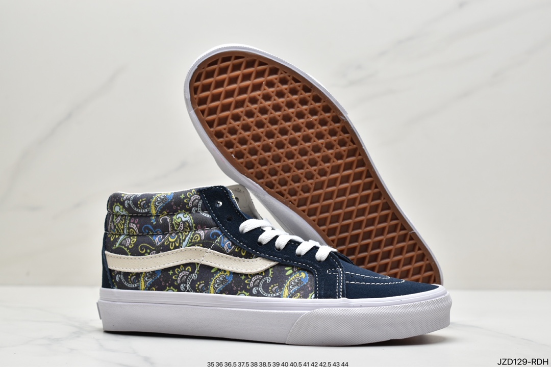 Vans Sk8-Mid Vans official haze blue checkerboard retro mid-top canvas vulcanized skateboard shoes VN0A391FOQN